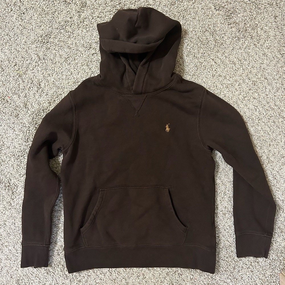 Polo Ralph Lauren Brown Pullover Hoodie Pony Logo Cotton Boys Size 10-12 Medium